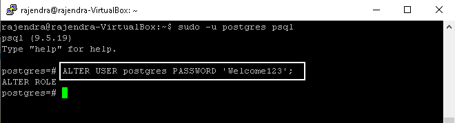 Change the password of PostgreS user