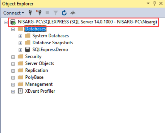 Connect to the express edition using SSMS.