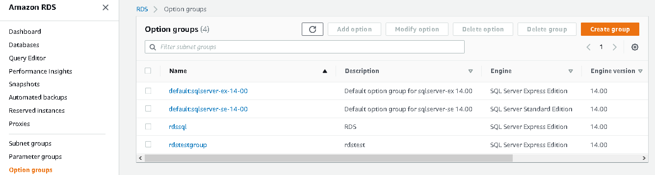 default and custom groups