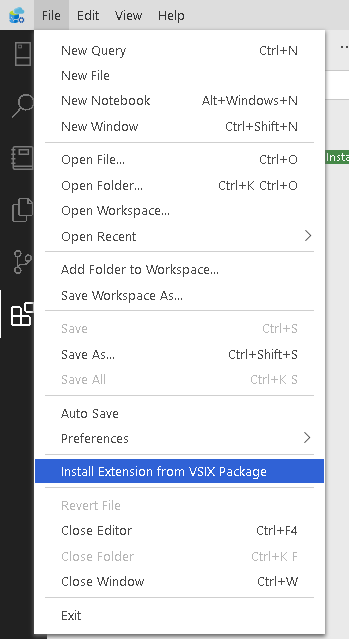 Install Extension from VSIX Package