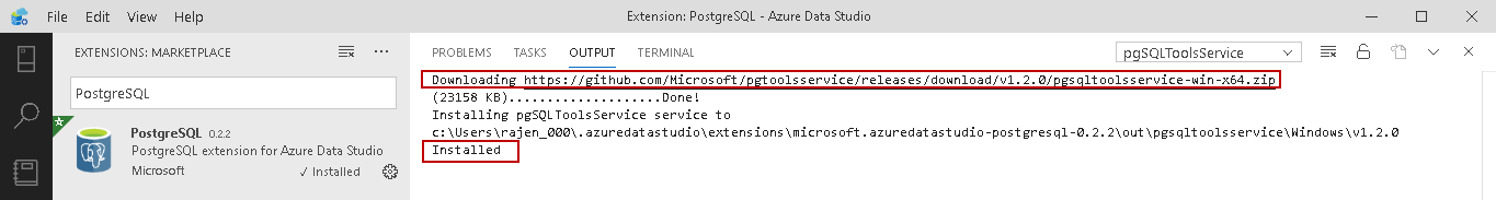 Install in the PostgreSQL extension