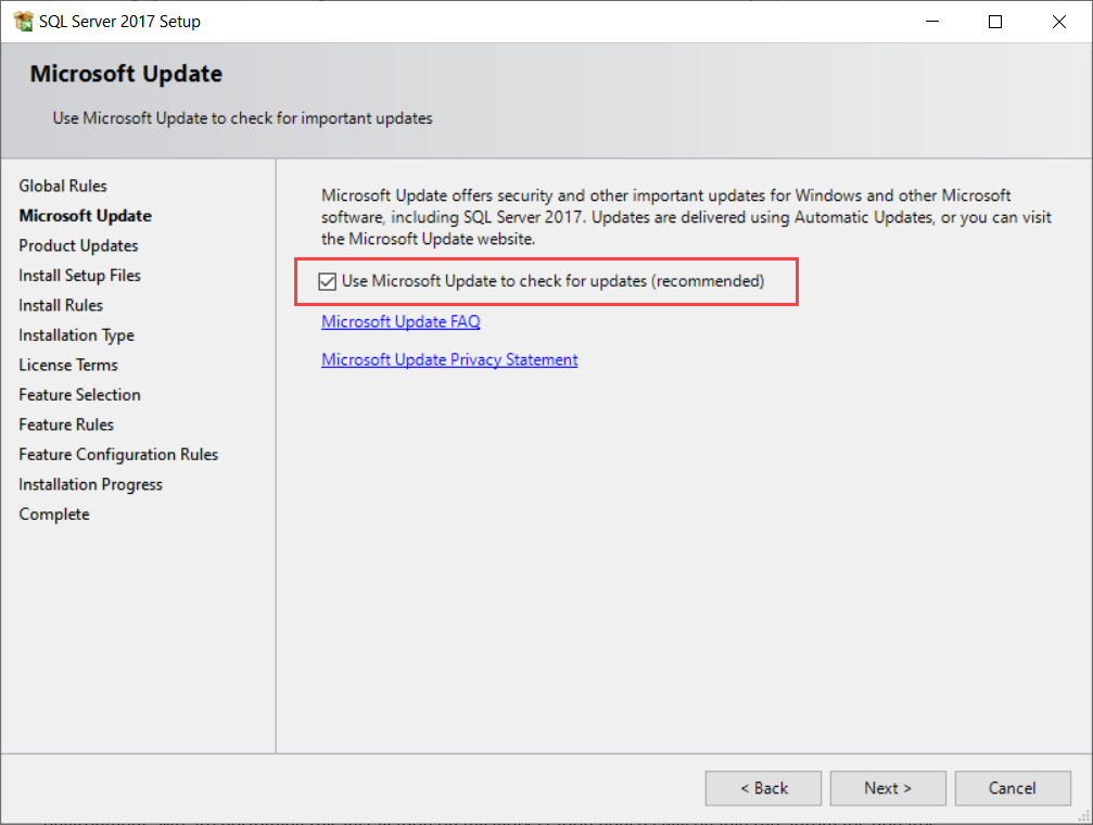 Microsoft update screen