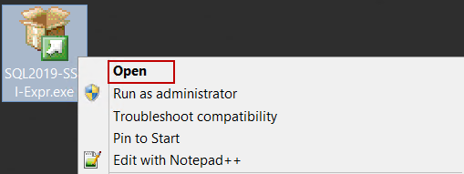 Opening the SQL Express Setup file