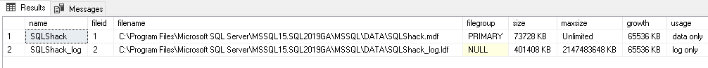 SQL Database information