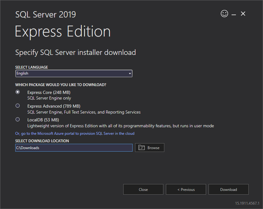 SQL Server Express offline installation