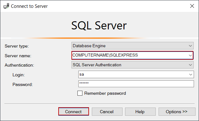 Test connection to SQL Server Express through SQL Server Management Studio