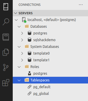 View tablespace and system database