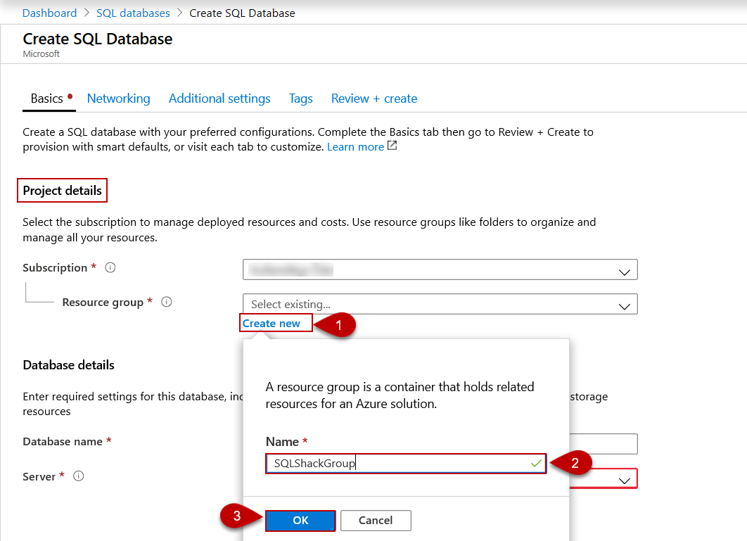 Create a  new resource group for Azure SQL database