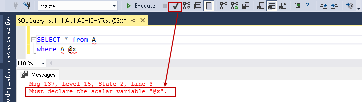 Must declare the scalar variable 