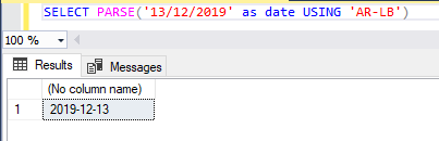 Passing relevant culture will let PARSE() function convert unsupported date formats by current language.