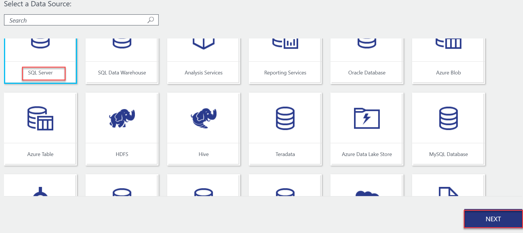 Selecting data source in the Data Catalog.