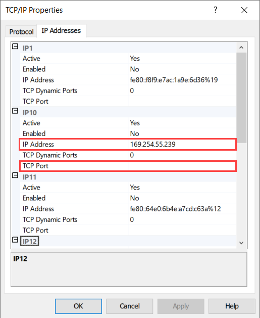 TCP/IP properties