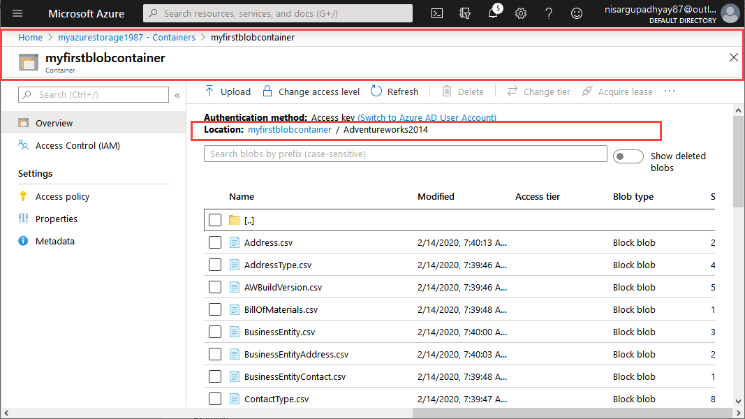 View files in Azure blob storage container