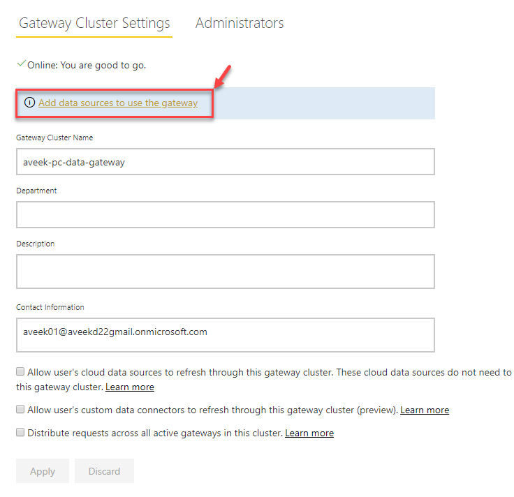 Add Data Sources to use the Gateway