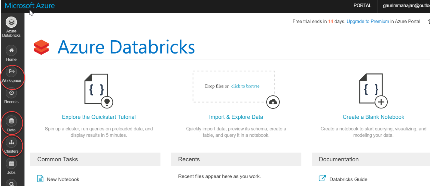 Azure Databricks portal.