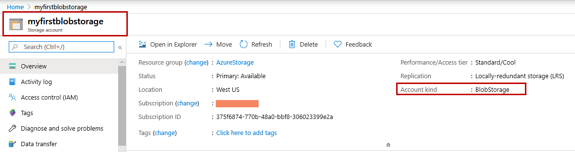 Azure Storage Account details