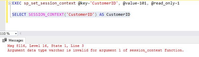 Check the output of SQL Server session context function 