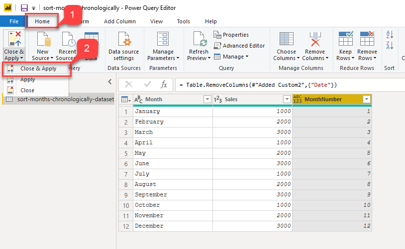 Closing the Power Query Editor