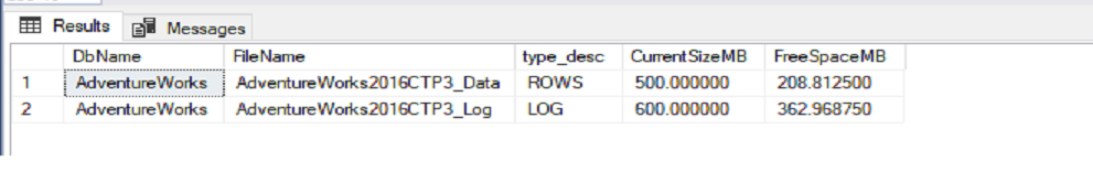 database file size