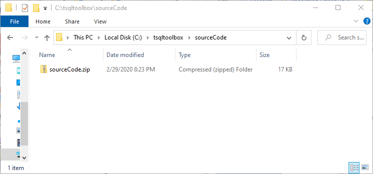 Drill down into the sourceCode directory, to find the sourceCode.zip file.