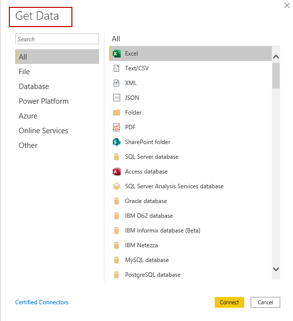 Get Data in Power BI Destop