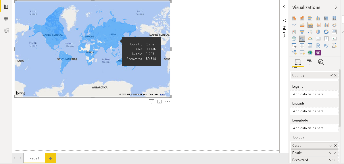 Hover mouse over any country