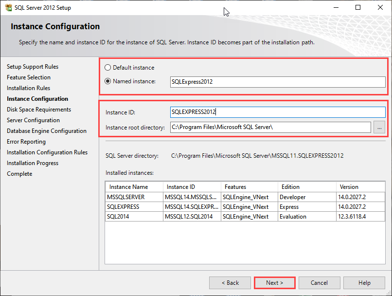 Instance configuration