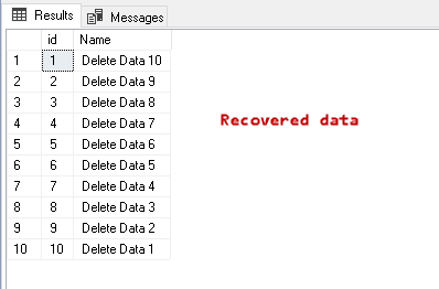 Recover data deleted from a SQL Delete statement