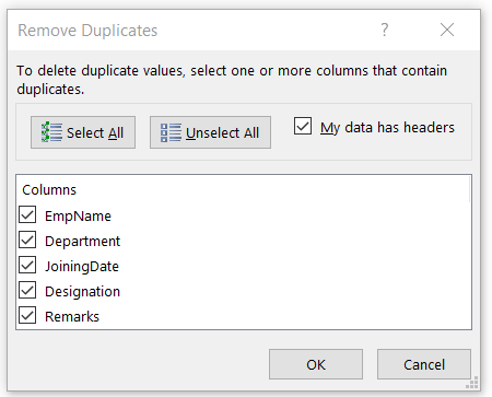 Remove duplicates