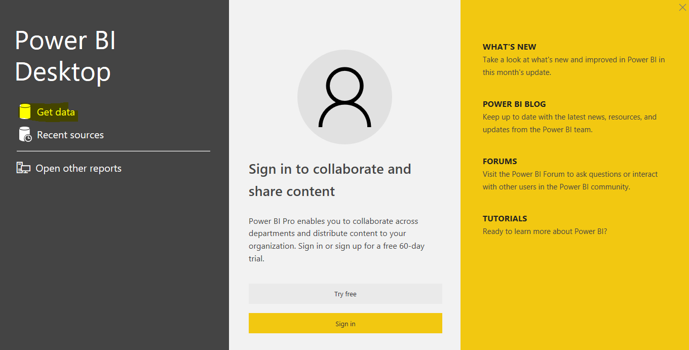 Screenshot of Power BI login page