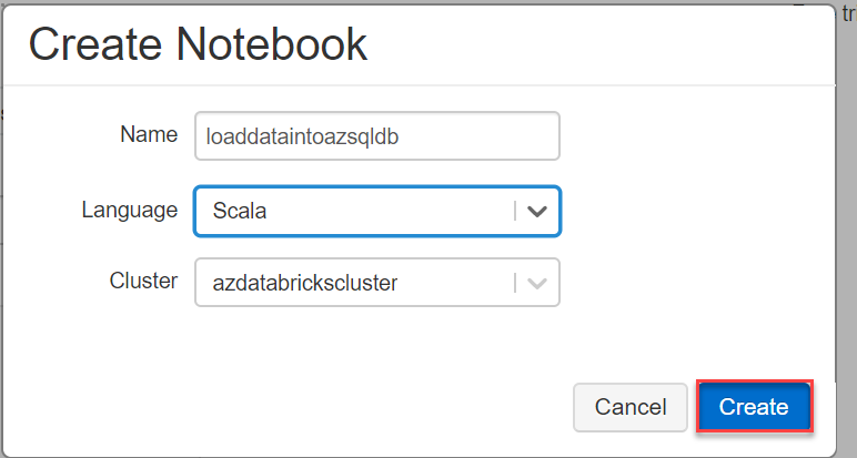 Databricks Connect to SQL Server - Creating new Notebook