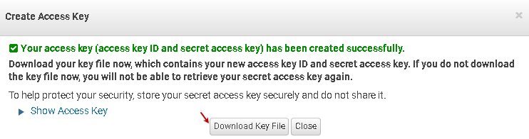 Create New Access Key