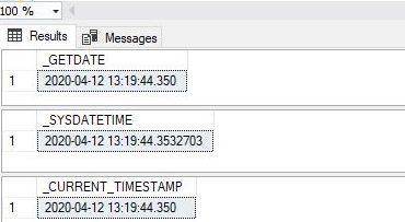 date & time functions - GETDATE, SYSDATETIME, CURRENT_TIMESTAMP 