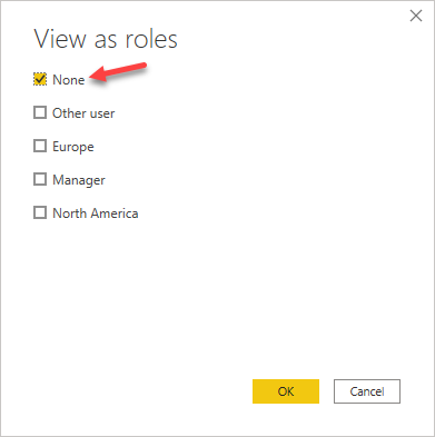 Default Role None Selected