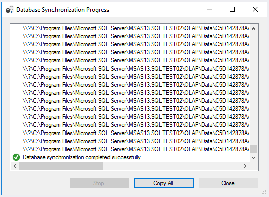 Deploy SSAS Cubes Database Synchronization Progress