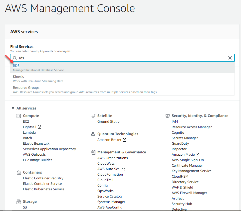 RDS Configuration