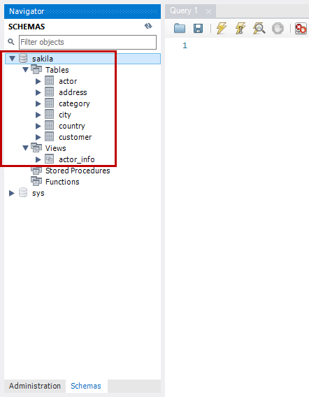 Tables and Stored procedures in MySQL Workbench
