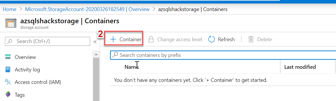 Uploading a block blob in Blob Storage container 2/7.