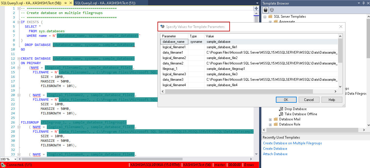 Mineraalwater ergens selecteer Script templates in SQL Server Management Studio (SSMS)