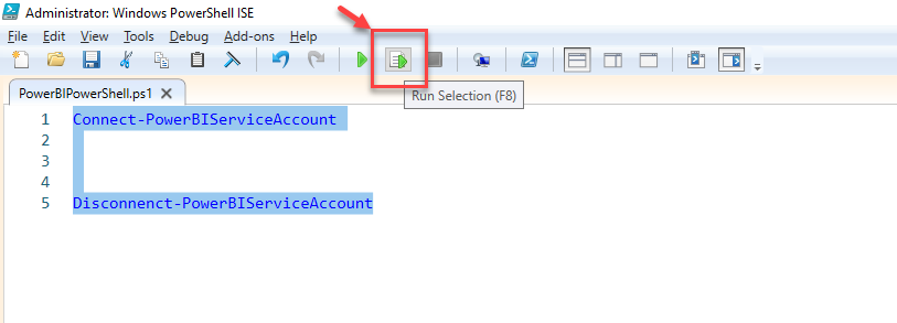 Connect to the PowerBI Service Account