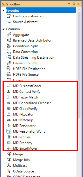 Melissa data quality components within SSIS toolbox