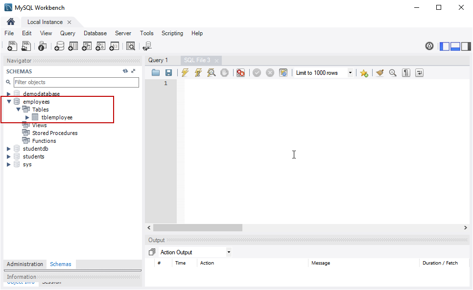 MySQL create table example: View table in MySQL workbench