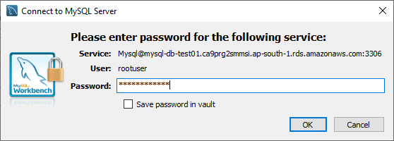 Password to connect to RDS