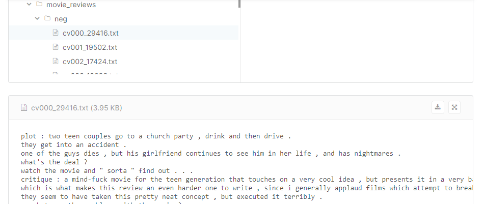 Sample of a moive review file