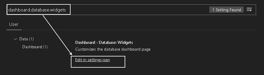 Search for the dashboard.database.widgets 
