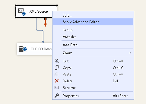SSIS Advanced editor for XML Source