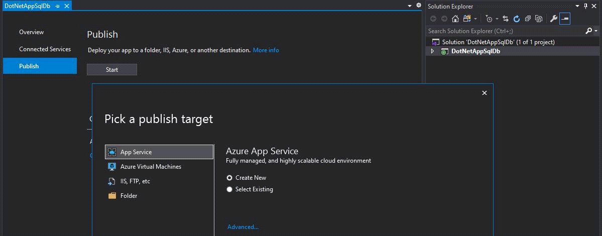 Publishing your Azure App via Solution Explorer in Visual Studio