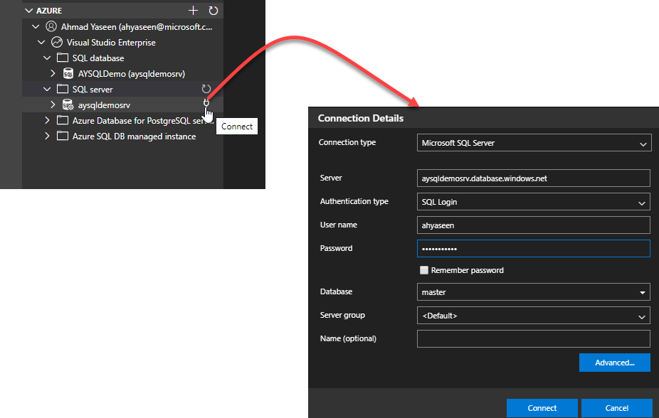 Connect to Azure SQL DB