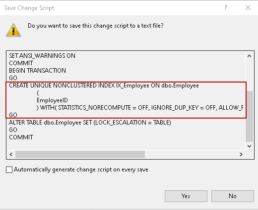 Constraints in SQL: View script