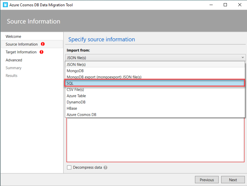 Copy from SQL